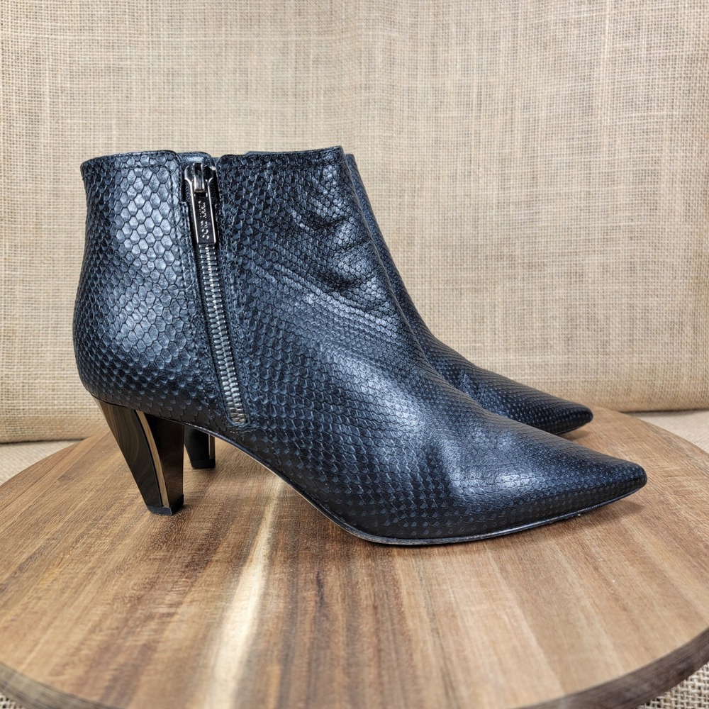 Jimmy Choo Ankle Boots Snakeskin Embossed Leather Black Women's EU 38.5 US 8.5 - Picture 2 of 9